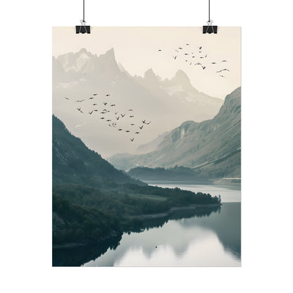 Serene Mountain Lake: A Peaceful Nature Artwork - Poster