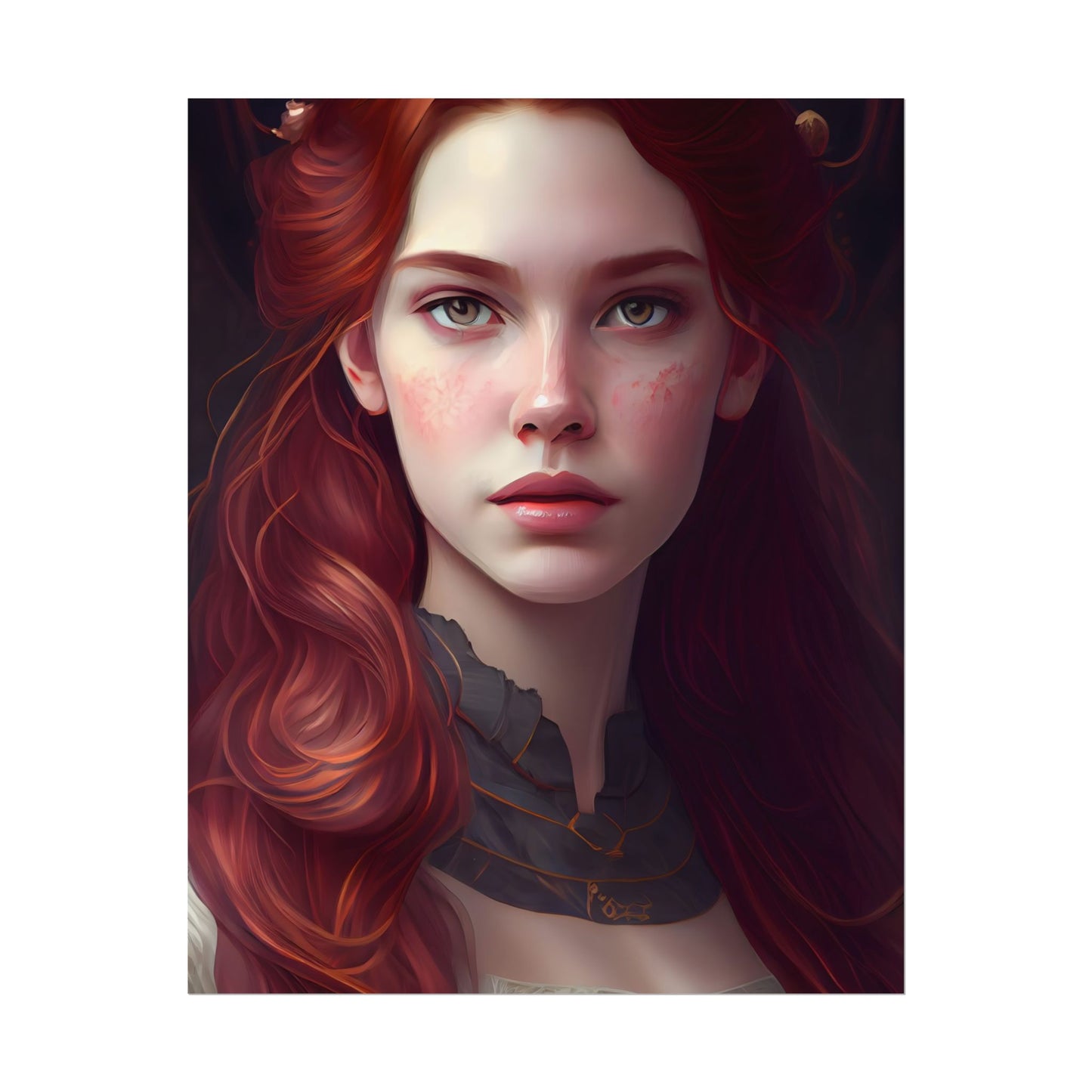 Beautiful Redhead Female Portrait: Classic Timeless Artwork - Poster