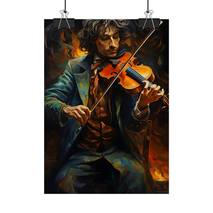 Mysterious Musician at Piano: Moody Portrait - Poster
