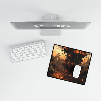 Steampunk City Delights: Vintage Parisian Landscape Art - Desk Mat
