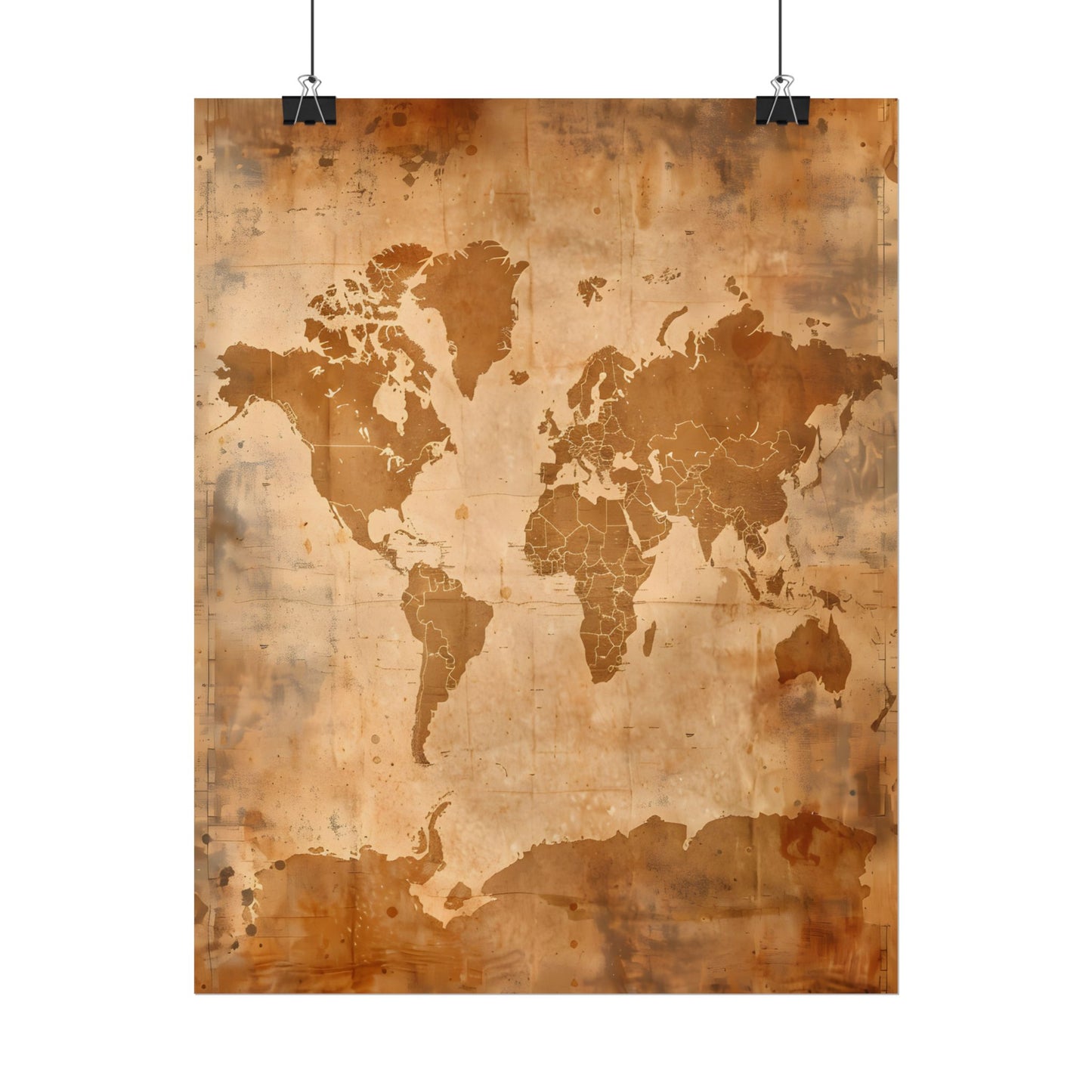 Vintage World Map: Artistic Cartography on Canvas - Poster