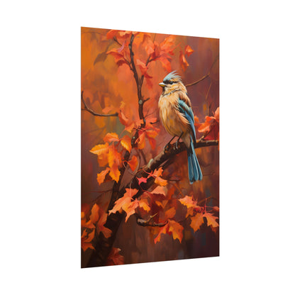 Vibrant Oak Branch: Colorful Oil Painting Artwork - Poster