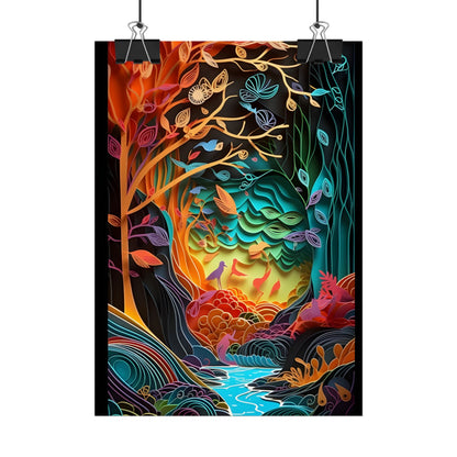 Peaceful Island Oasis: Paper Quilling Landscape Art - Poster