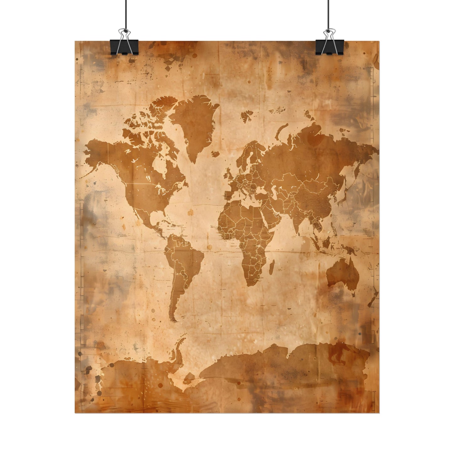 Vintage World Map: Artistic Cartography on Canvas - Poster
