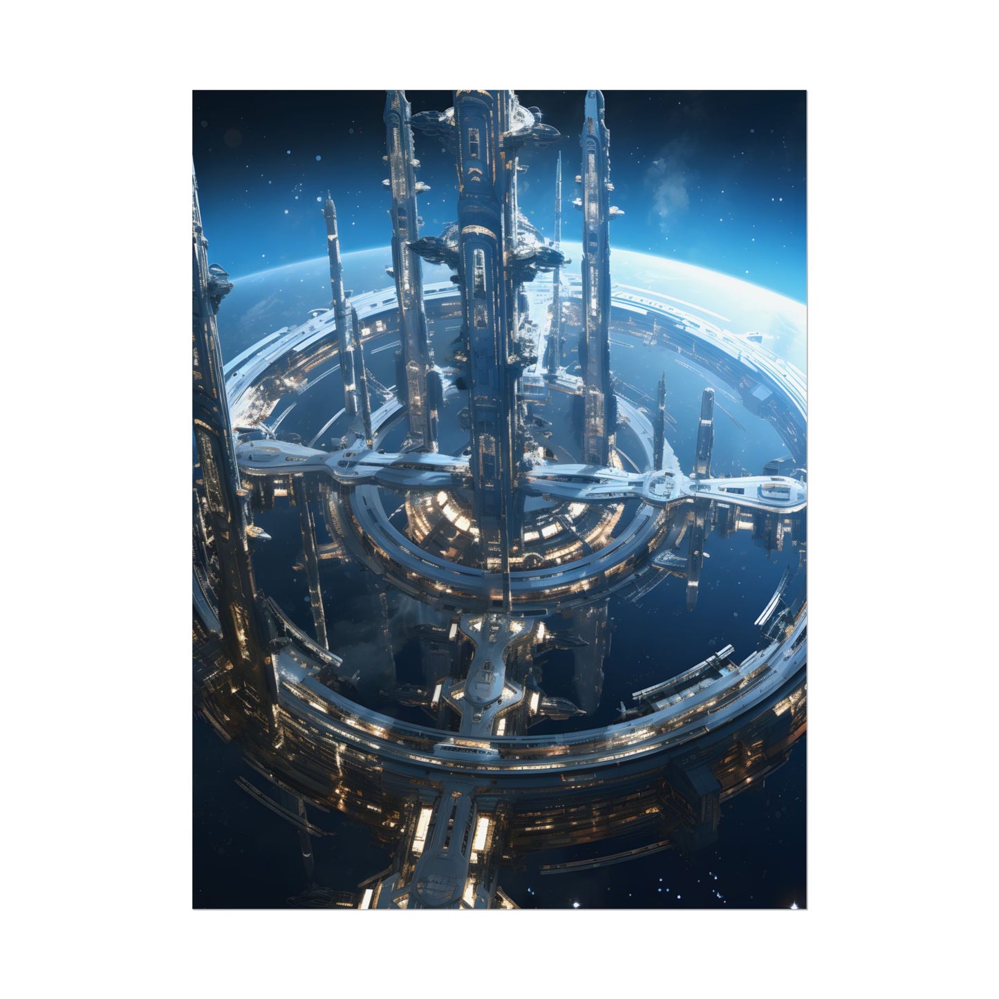 Futuristic Space Station: Aetherial Hub - Poster