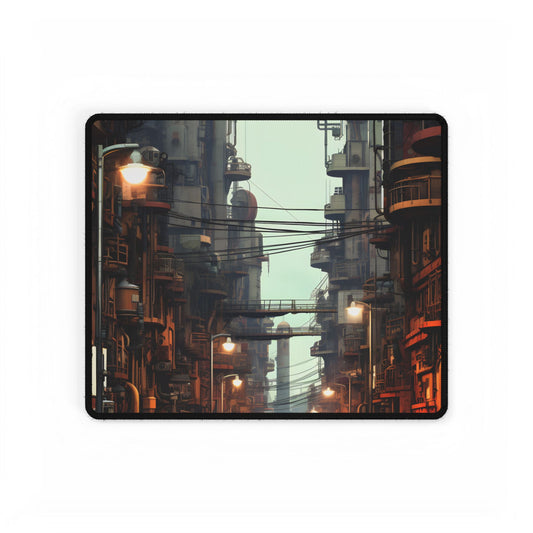 Post-Apocalyptic Steampunk Cityscape: Grim Industrial Landscape Art - Desk Mat