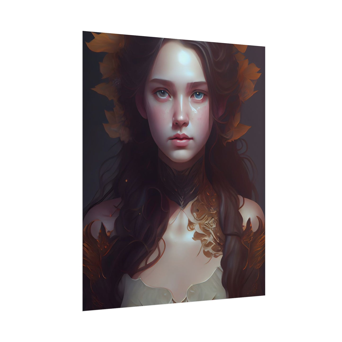Brown Hair Female Portrait: Artistic Style Digital Art - Poster