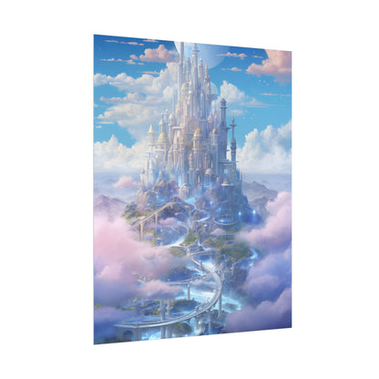 Floating City in Celestial Realm: Serene Fantasy Artwork - Poster