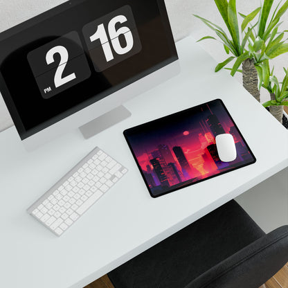 Cyberpunk Night City: Melancholic Digital Artwork - Desk Mat