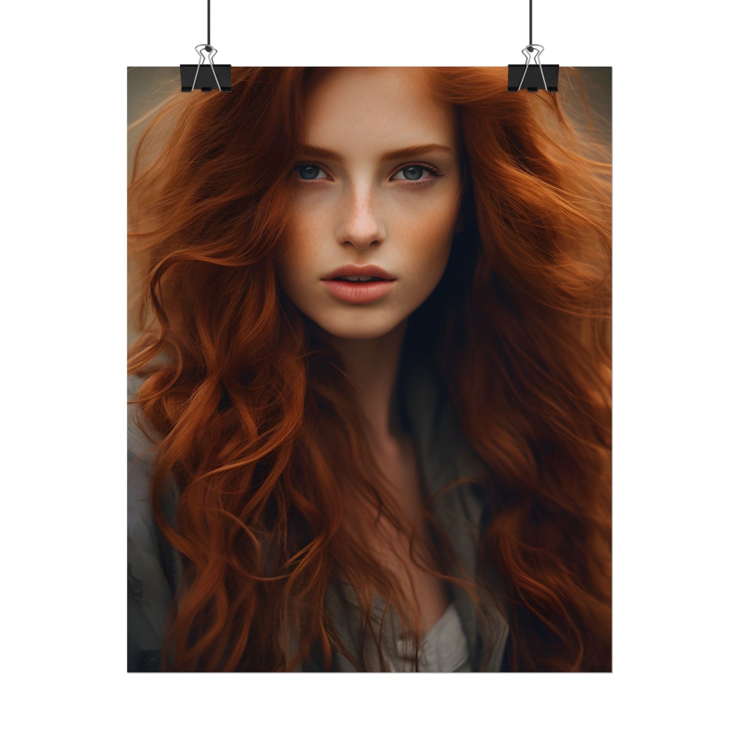 Gorgeous Redhead Woman: Natural Beauty Artwork - Poster