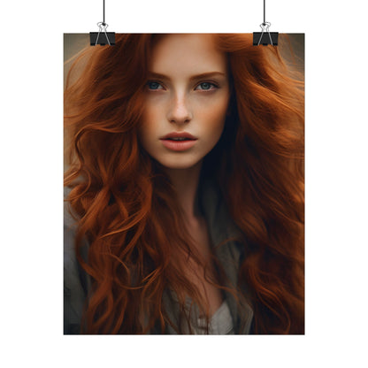 Gorgeous Redhead Woman: Natural Beauty Artwork - Poster