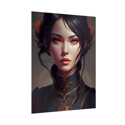 Realistic Female Portrait in Elegant Dress - Poster