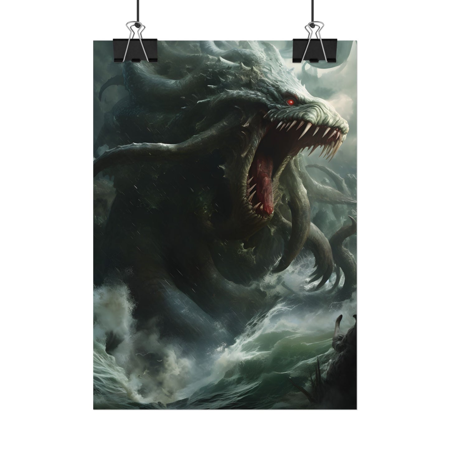 Mythic Ocean Terror: Ancient Sea Monster with Six Tentacles - Poster