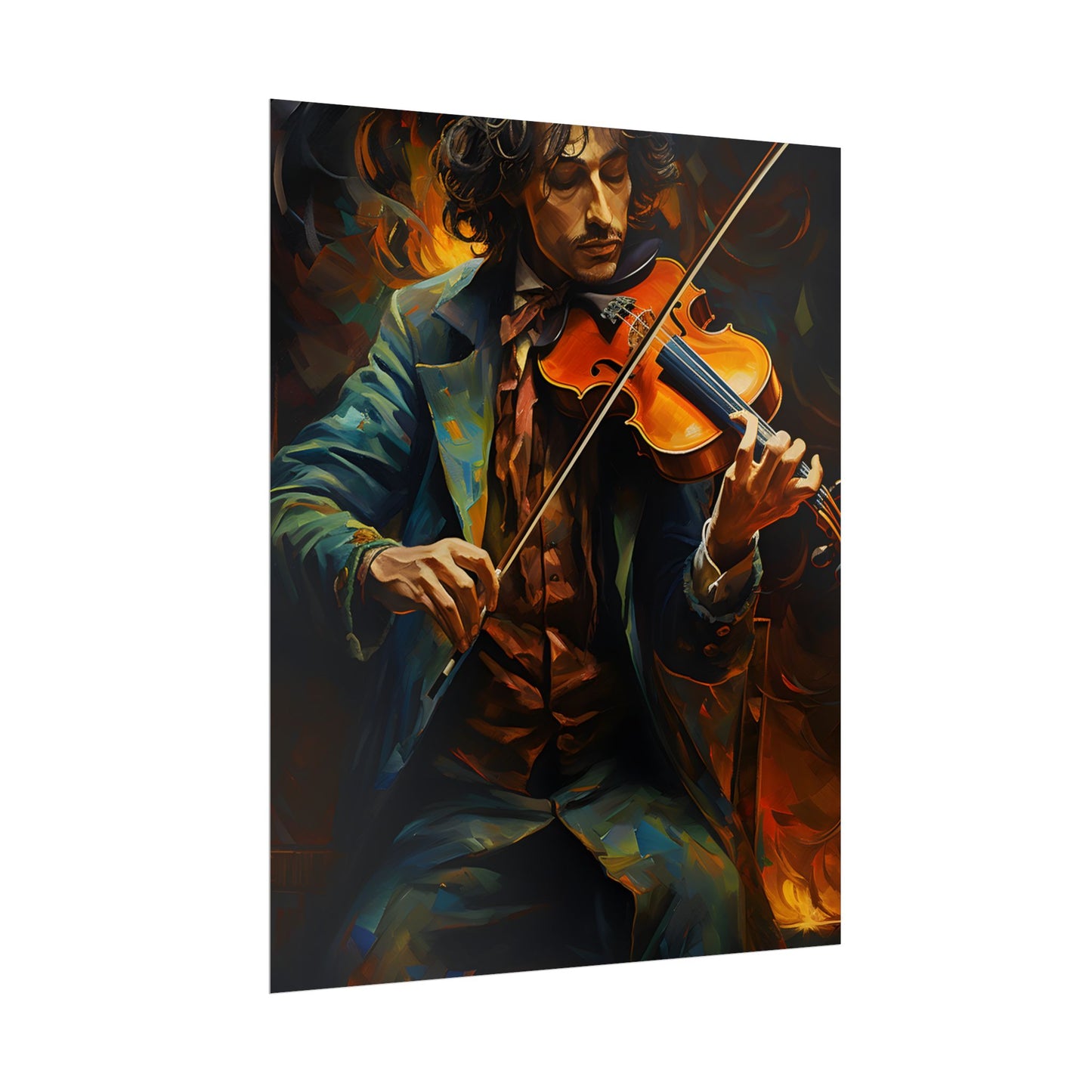 Mysterious Musician at Piano: Moody Portrait - Poster