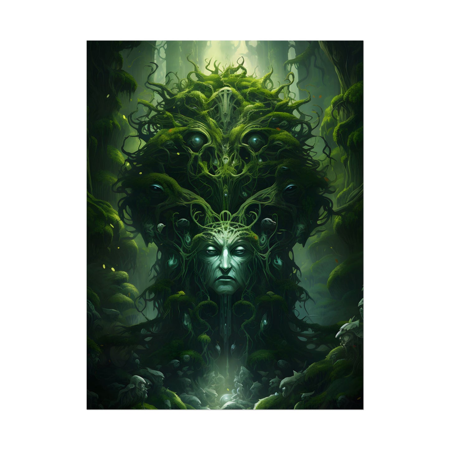 Mystical Forest Guardians: Ancient Tree Spirits Ethereal Artwork - Poster