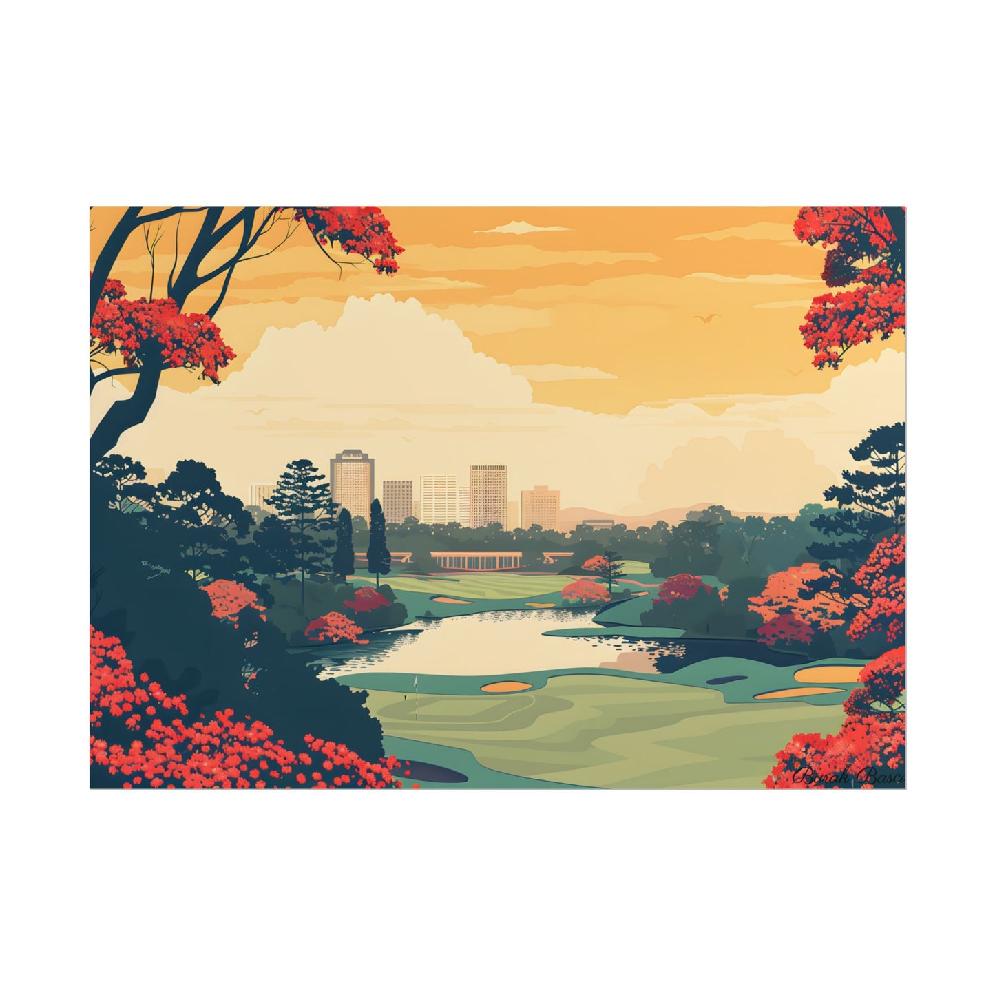 Retro-Style Augusta Georgia Golf Course: Vibrant Illustration Art - Poster