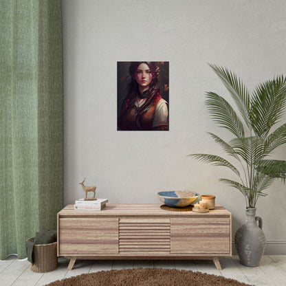 Vibrant Portrait: Brown Hair, Green Eyes Artwork - Poster