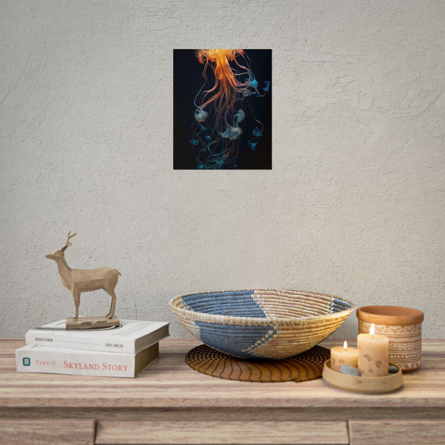 Bioluminescent Oceanic Ballet: Mesmerizing Underwater Scene Artwork - Poster