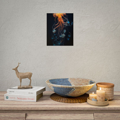 Bioluminescent Oceanic Ballet: Mesmerizing Underwater Scene Artwork - Poster