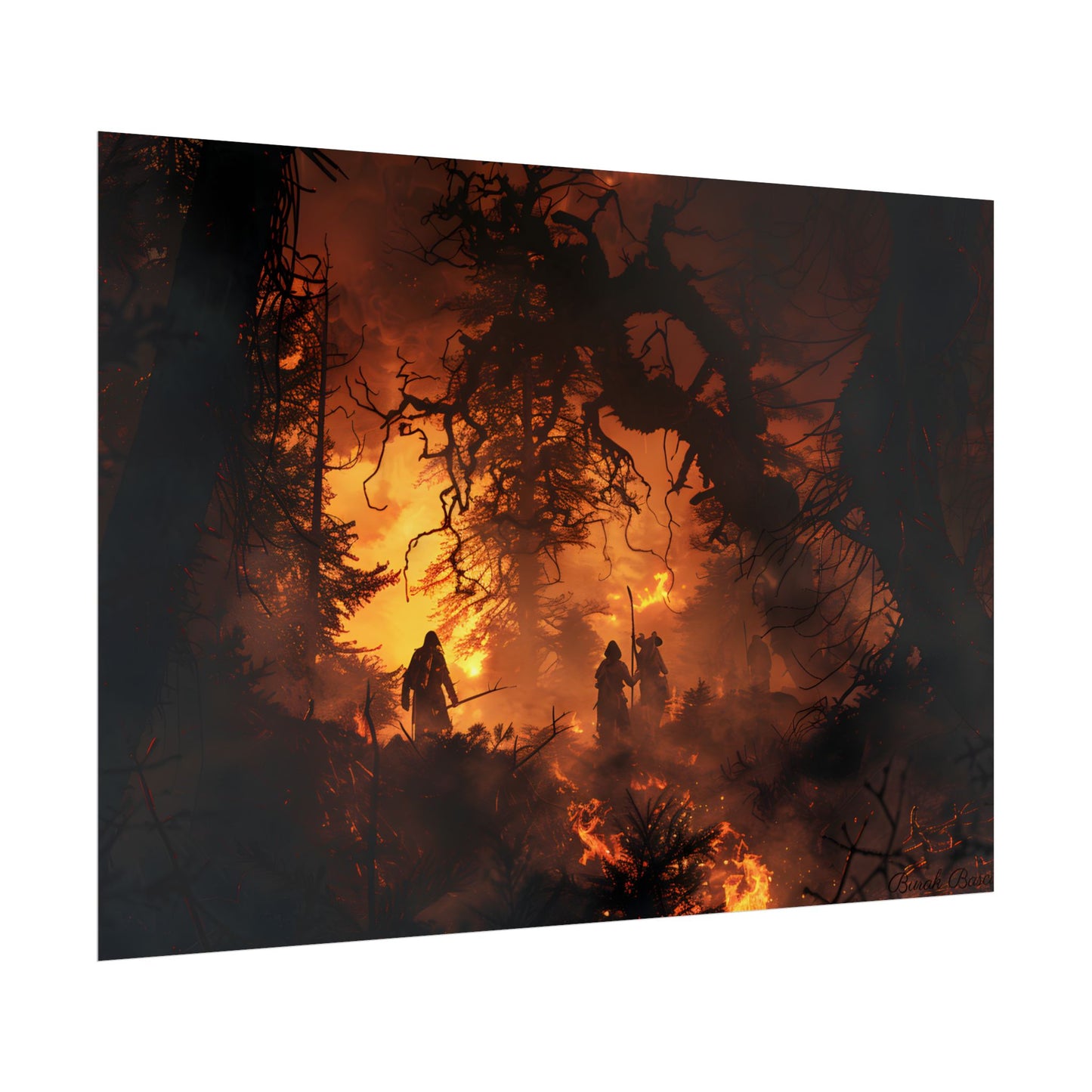 Misty Sunset Forest: Group Gathering - Poster