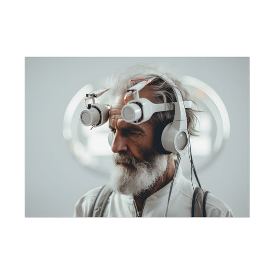 Futuristic Tech-Savvy Senior: Digital Art - Poster