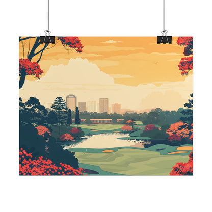 Retro-Style Augusta Georgia Golf Course: Vibrant Illustration Art - Poster