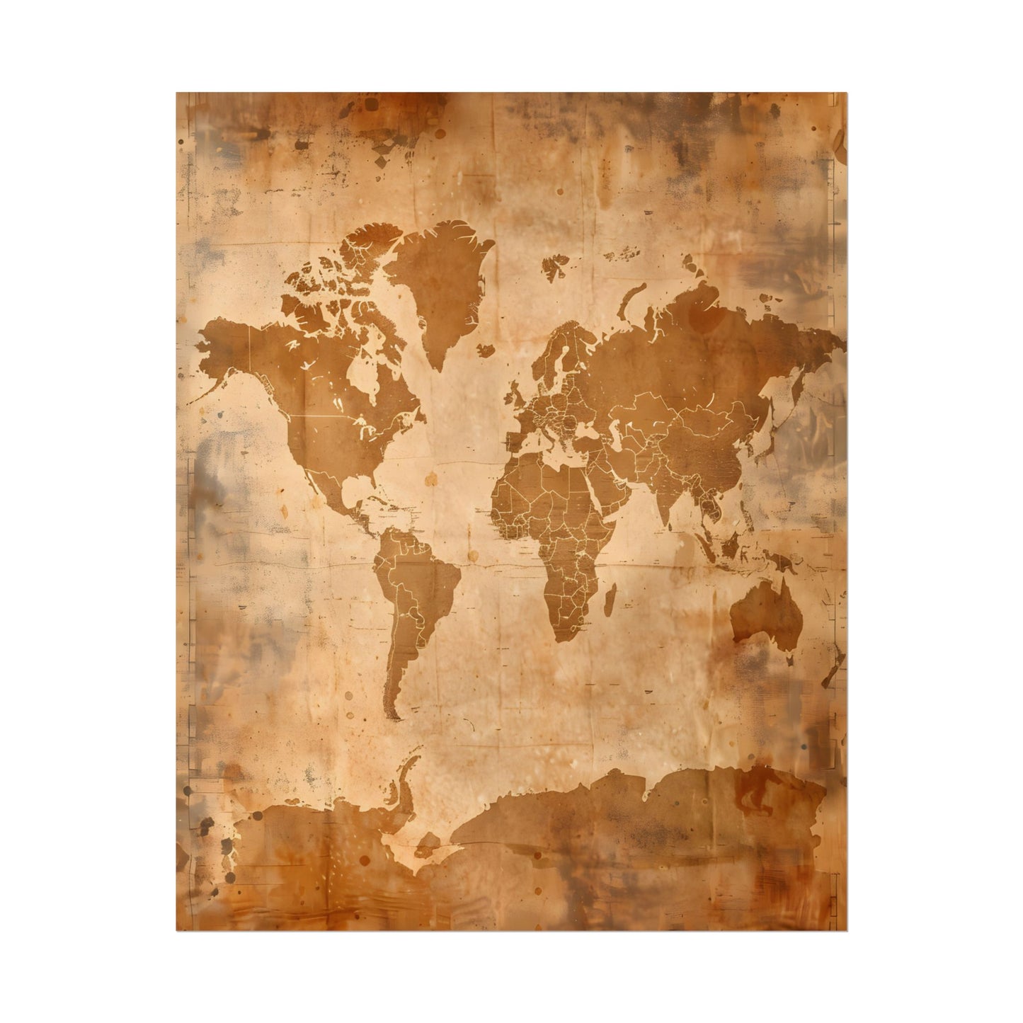 Vintage World Map: Artistic Cartography on Canvas - Poster