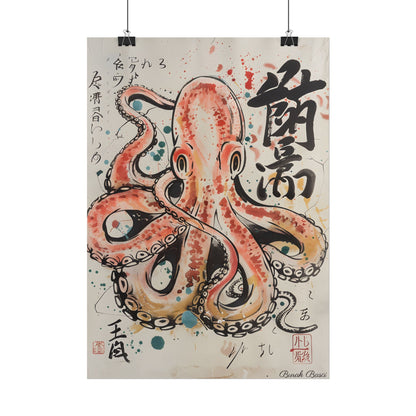 Traditional Japanese Octopus Artwork: Ukiyo-e Print - Poster