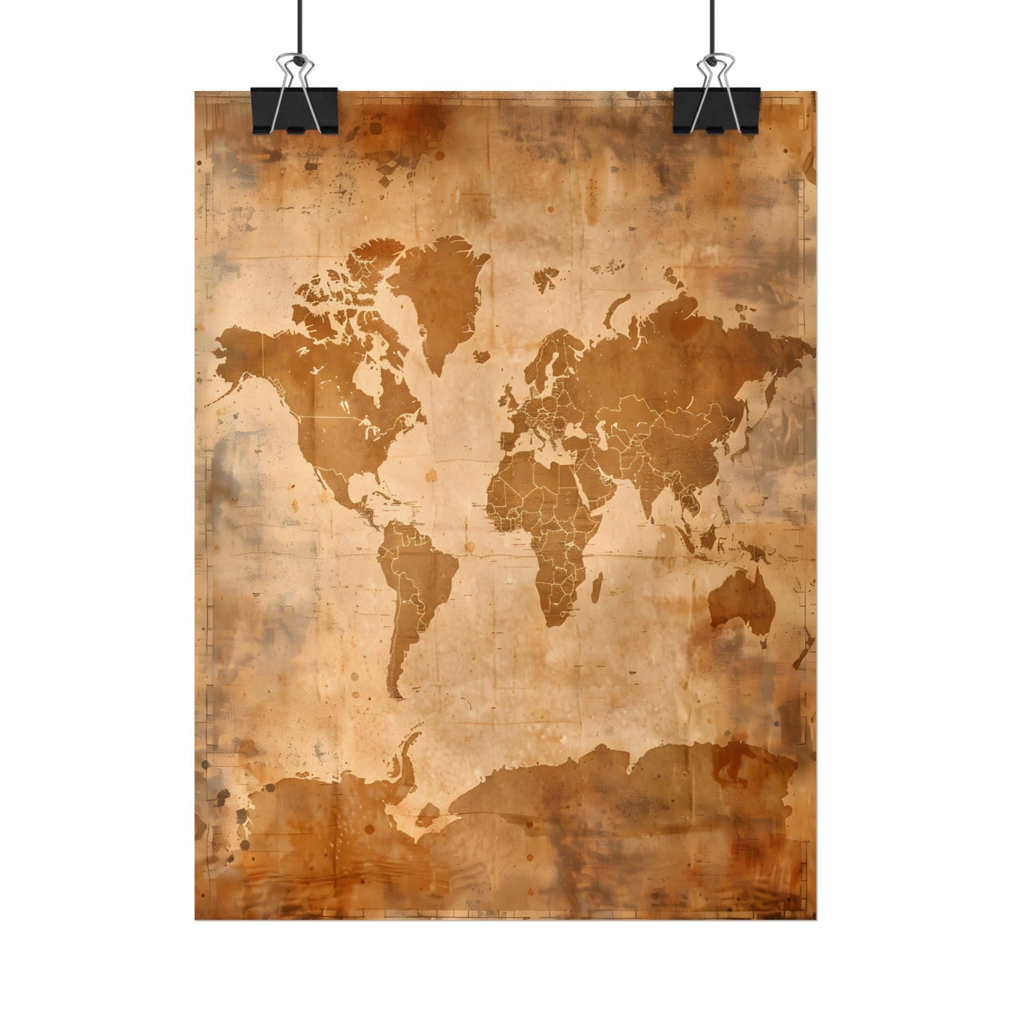 Vintage World Map: Artistic Cartography on Canvas - Poster