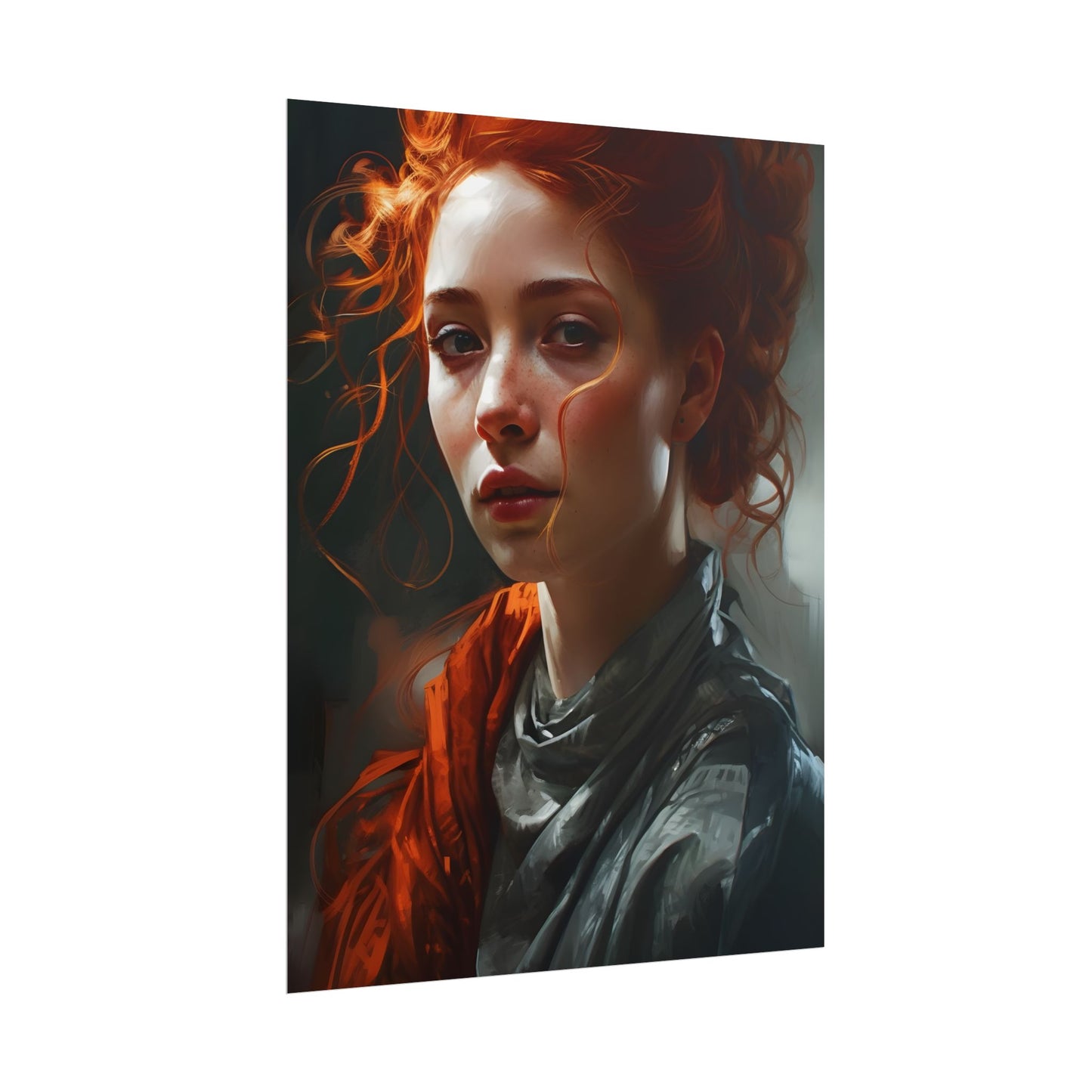 Astonishing Redhead Portrait: Neutral Expression Art - Poster
