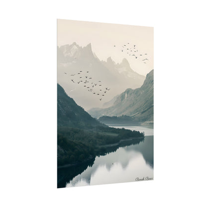 Serene Mountain Lake: A Peaceful Nature Artwork - Poster