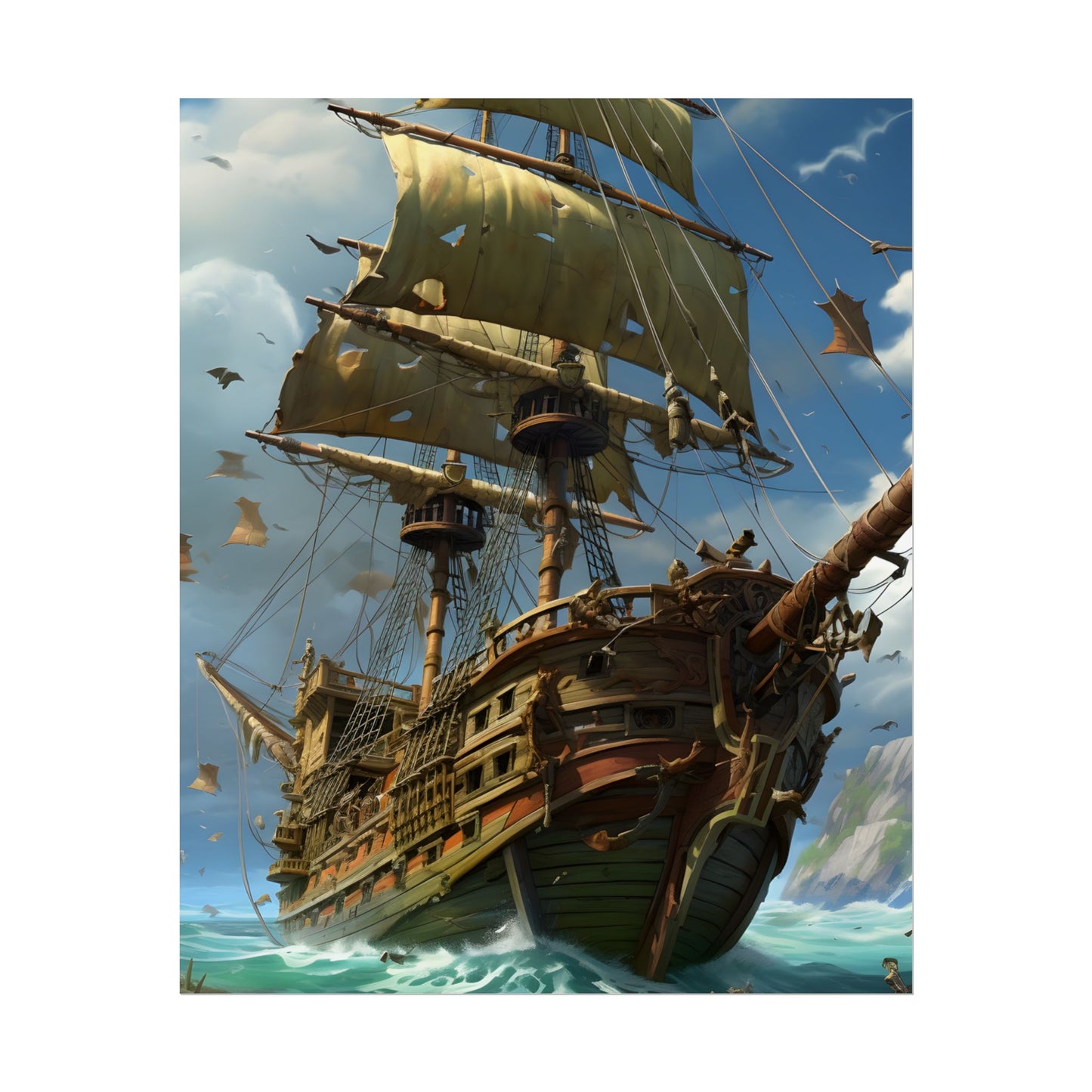 Swashbuckling Time-Traveling Pirate Crew: Colorful Artwork - Poster