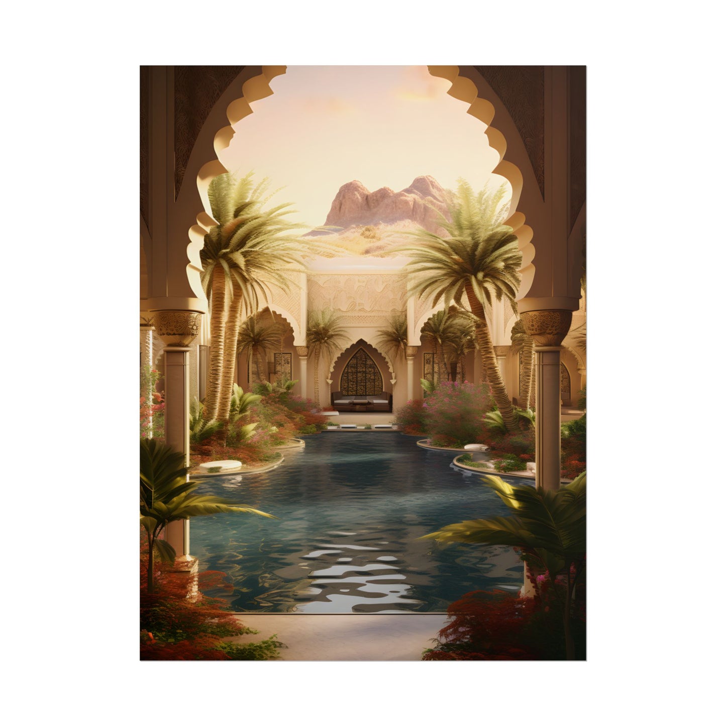 Serene Desert Oasis Art: Arabian Nights-Inspired Print - Poster