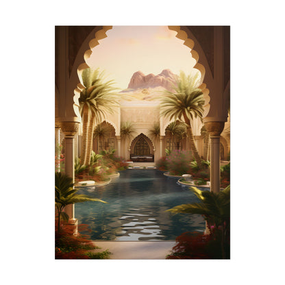 Serene Desert Oasis Art: Arabian Nights-Inspired Print - Poster