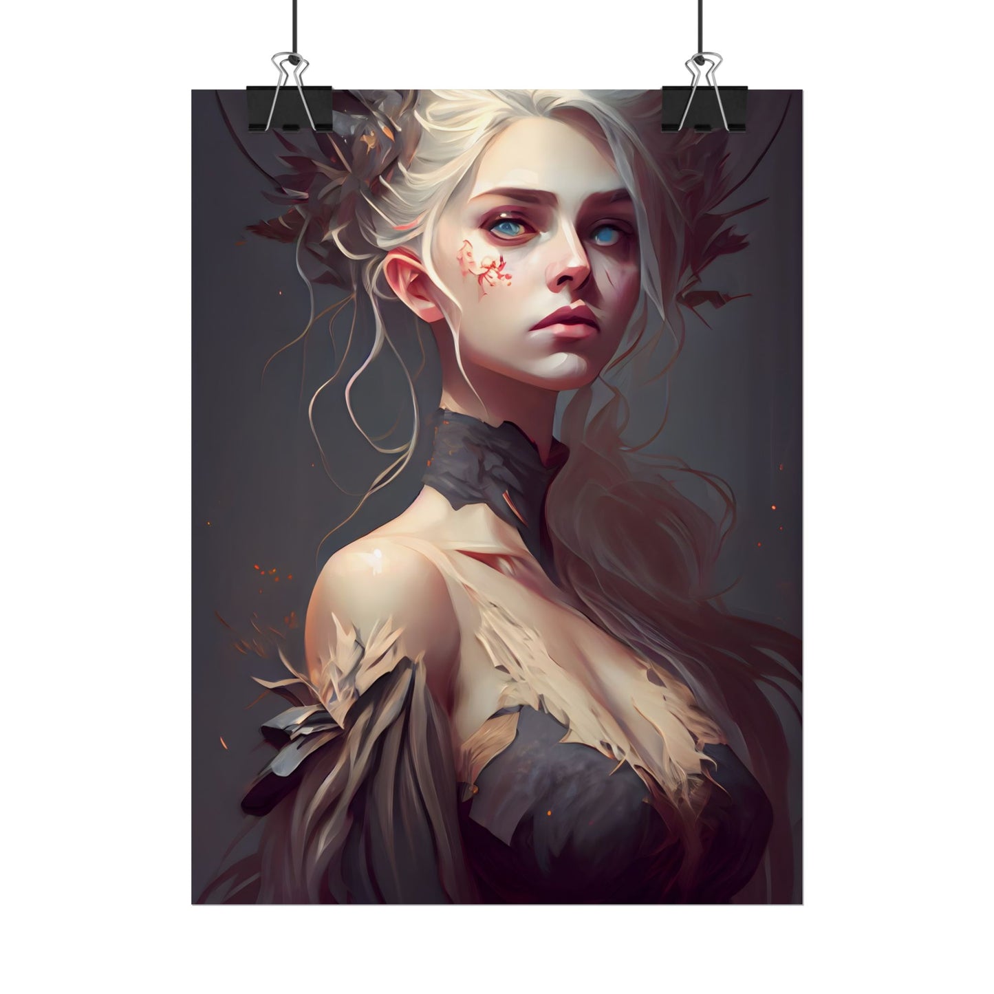 Elegant Blonde Portrait: Outdoor Woman in Dress - Poster