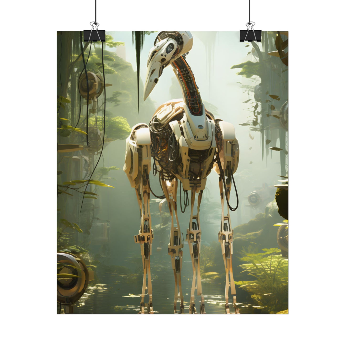 Robotic Guardians of Nature: Serene Wildlife Sanctuary Art - Poster