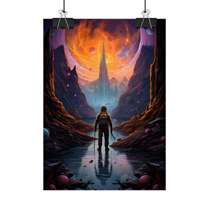 Futuristic Explorer in Wilderness: Sci-Fi Artwork - Poster