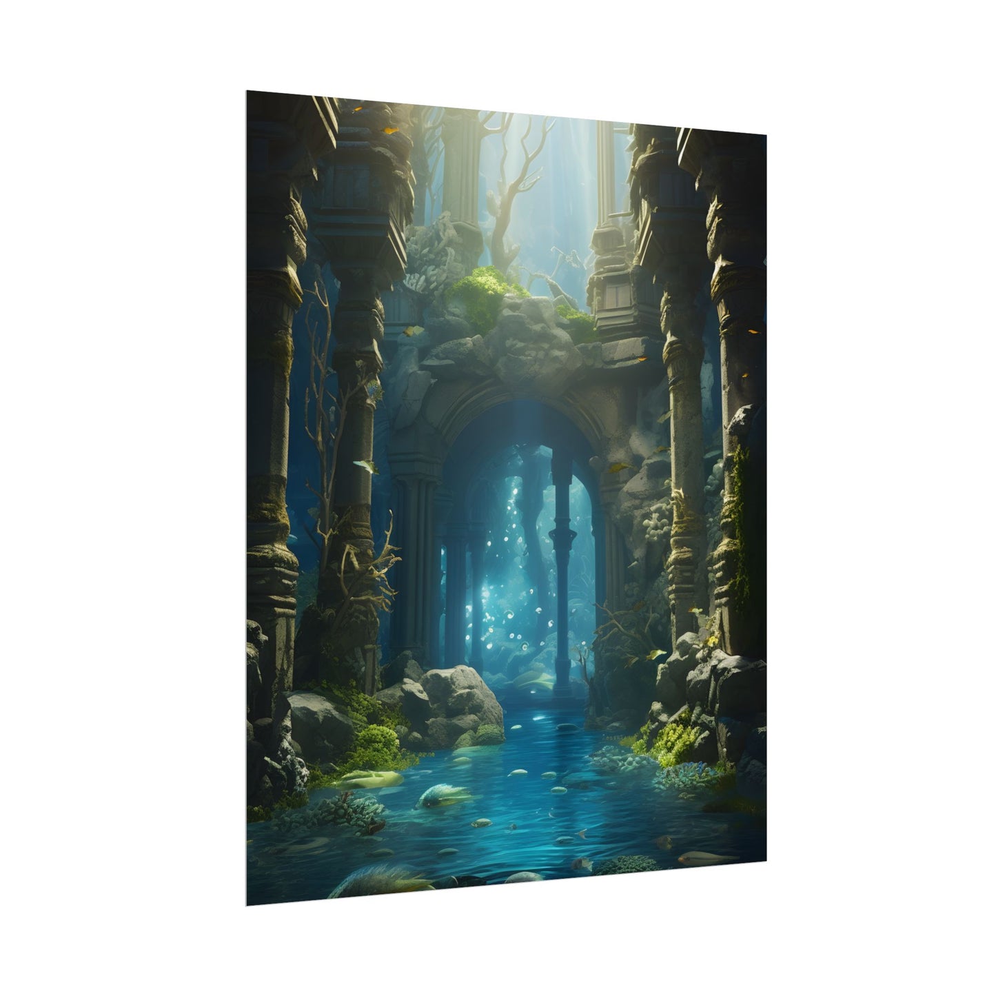 Mysterious Sunken Ancient Civilization: Underwater Artwork - Poster