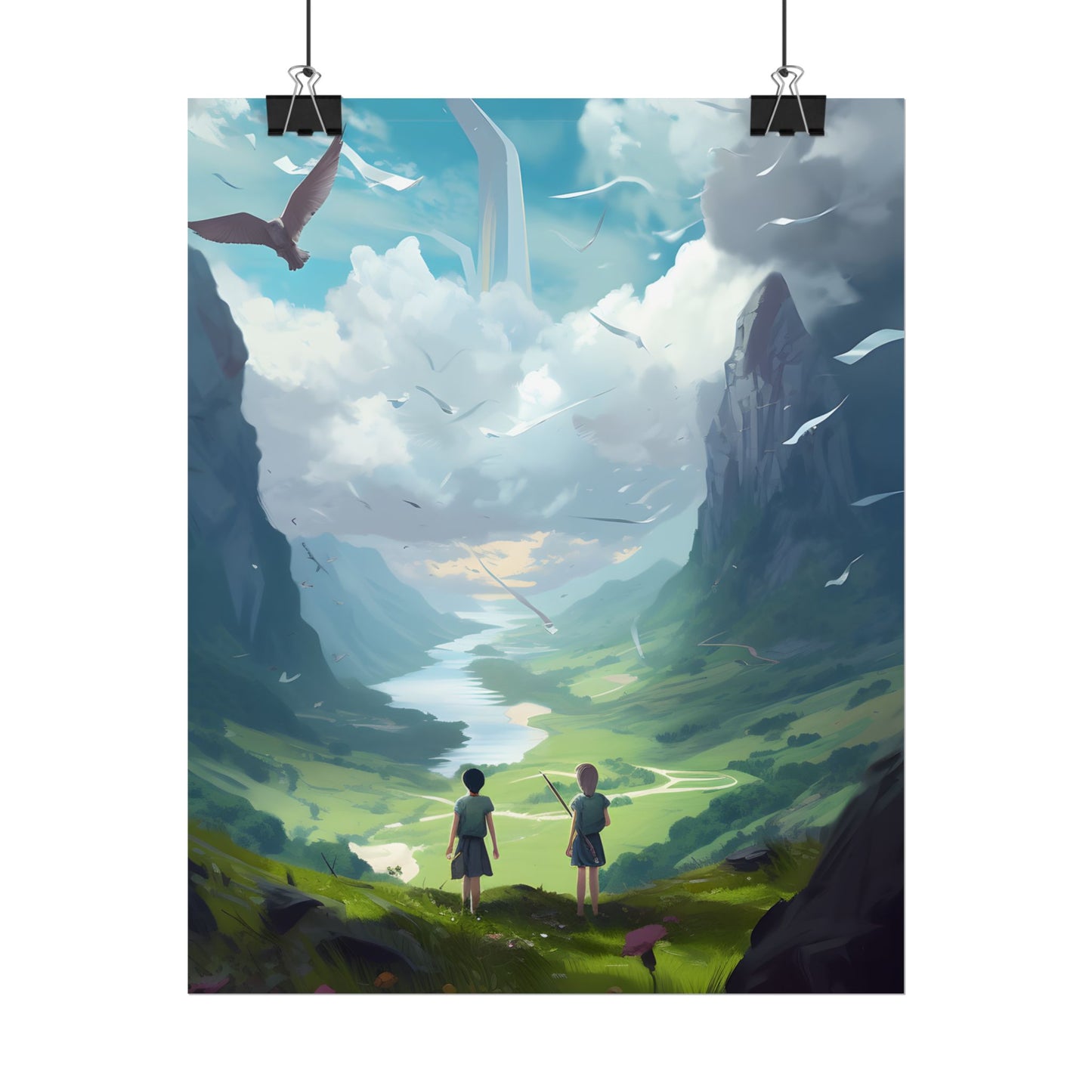 Tranquil Meadow Figures: Realistic Painting of People - Poster