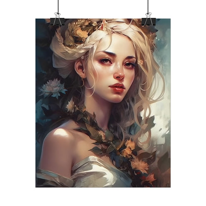 Dramatic Blonde Portrait: Red Hues Digital Art - Poster