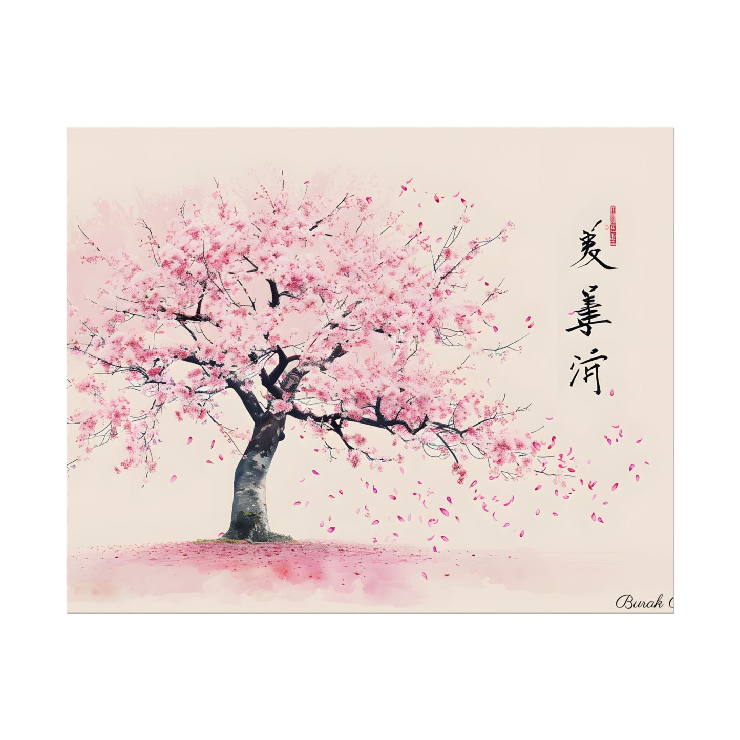 Japanese Cherry Blossom Art: Springtime Painting - Poster