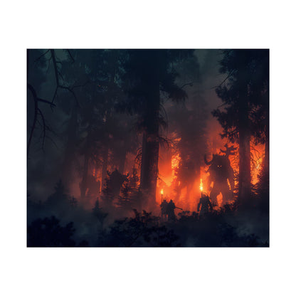 Misty Sunset Gathering: A Group in Nature's Embrace - Poster