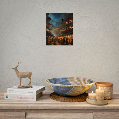 Enchanting Night Street Food Market: Colorful Artwork - Poster
