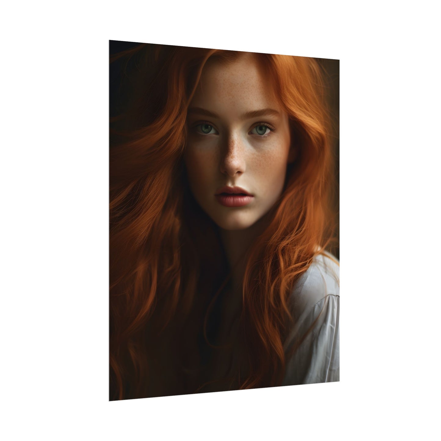 Red Hair Candid Portrait: Natural Light Photo Art - Poster