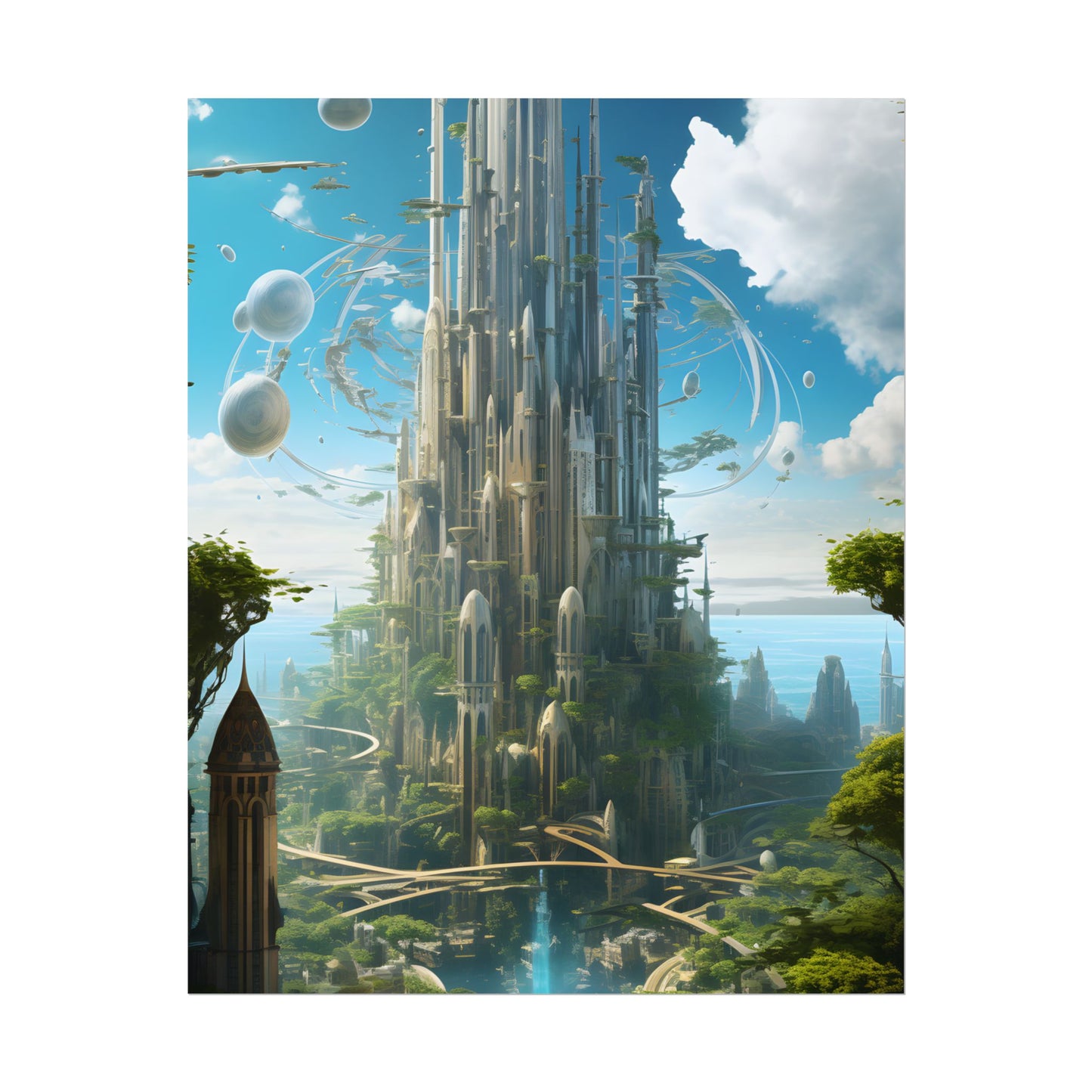 Breathtaking Floating City: Urban Waterways Digital Art - Poster