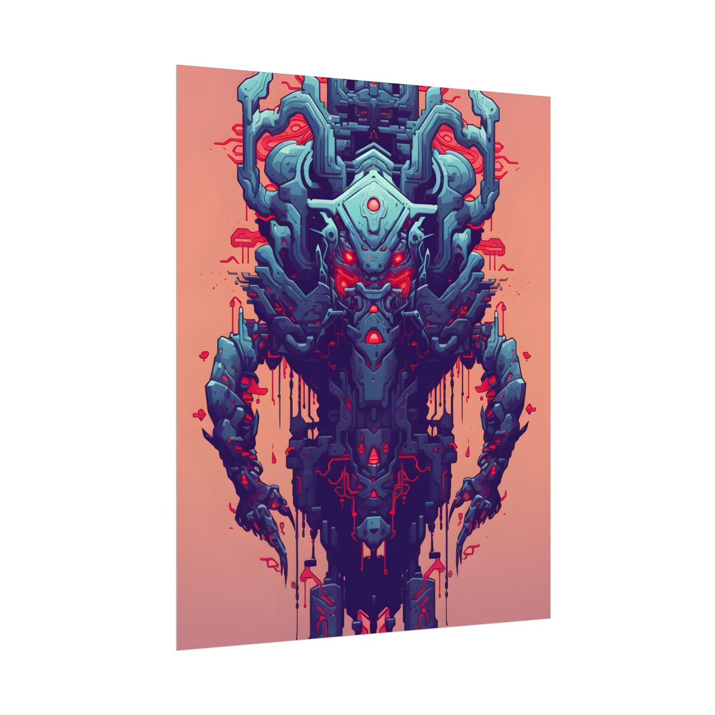 Neon Pixel Pets: Cyberpunk Synthwave Digital Art - Poster