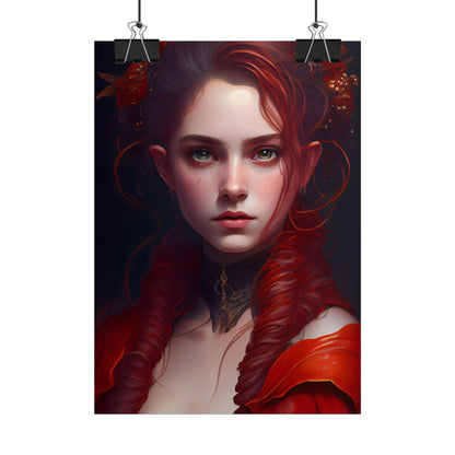 Redhead Portrait: Vibrant Dress Artwork - Poster