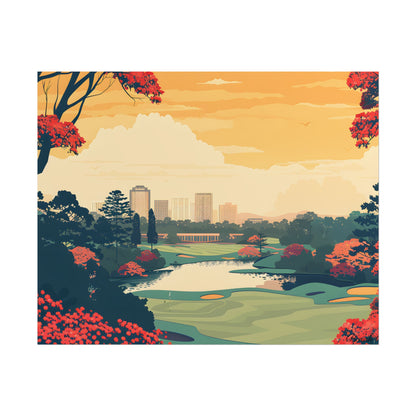 Retro-Style Augusta Georgia Golf Course: Vibrant Illustration Art - Poster