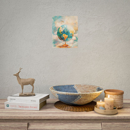 Vintage Globe with 80 Iconic Landmarks: Educational Artwork - Poster
