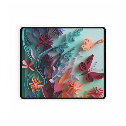 Paper Quilled Desert Canyon: Earthy Artwork - Desk Mat